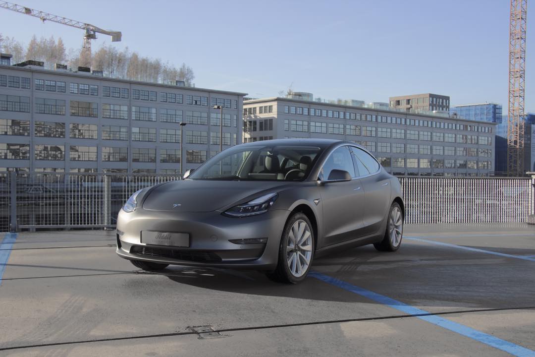 Tesla Model 3 Car Wrap Eindhoven Tesla Model 3 Carwrap Matte Dark Grey Eindhoven